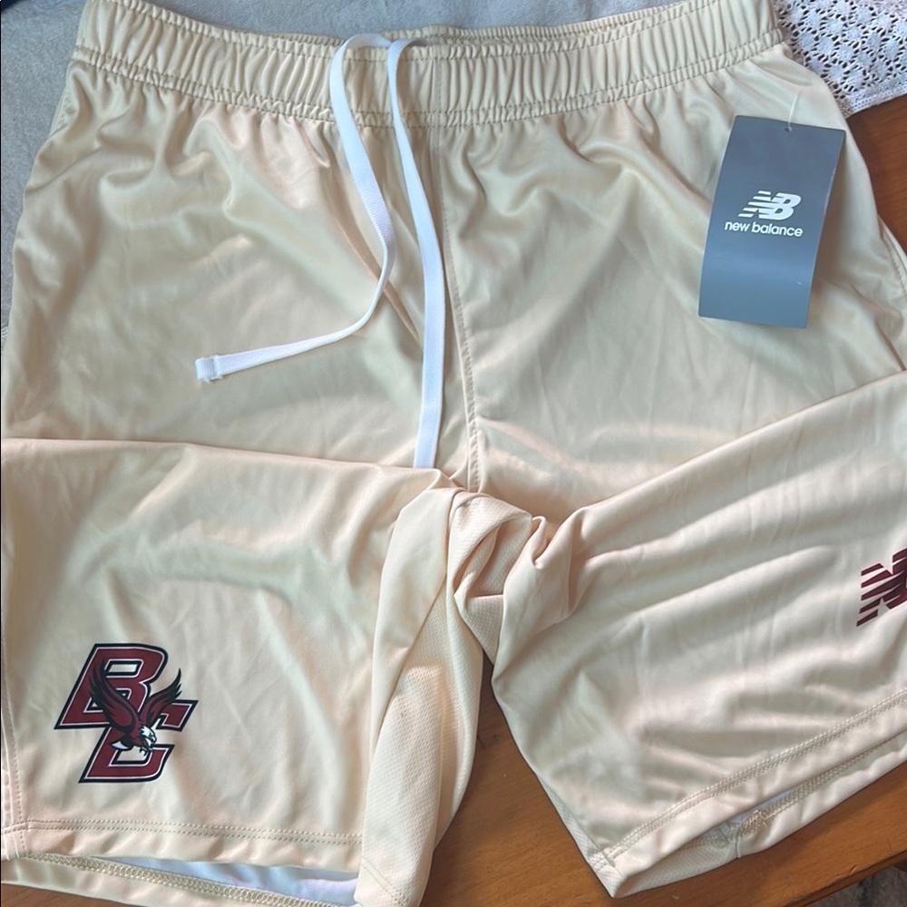New Balance Cream Athletic Shorts with Drawstring